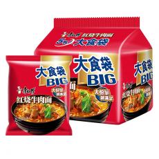 康师傅大食袋红烧牛肉面五连包