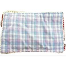 纯棉花边格子枕...