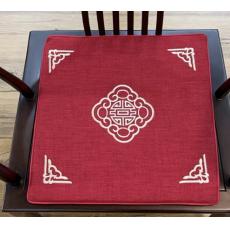 中式麻布绣坐垫