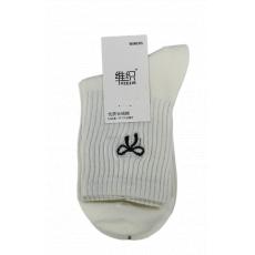 唯织手工对目长绒棉刺绣运动女袜3131-1